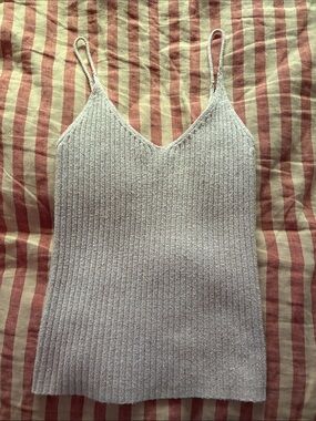 American Eagle Ribbed Knit Cami Tank Top - Light pink